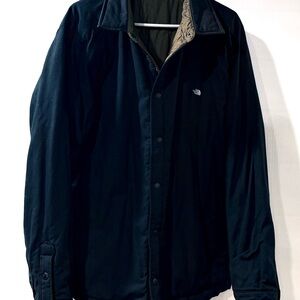 The North Face-Men's Black and OD Green reversible jacket.